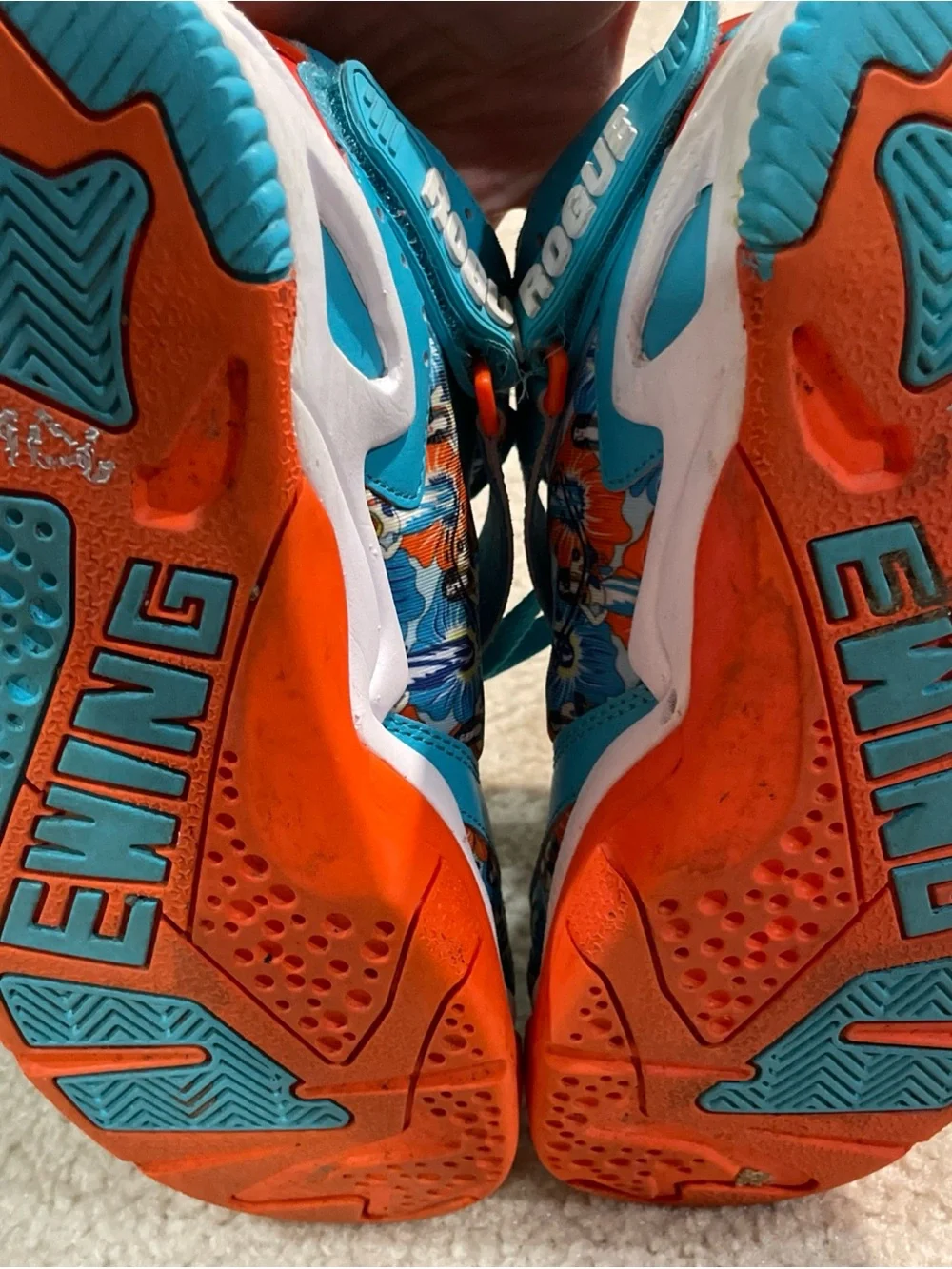 **Rare** Ace Ventura Ewing Athletics Men's Teal & Orange High-Top Sneakers Sz 8
